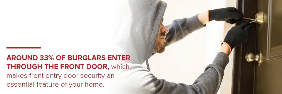 One third of burglars enter through the front door, which is why it is essential you keep this door secure